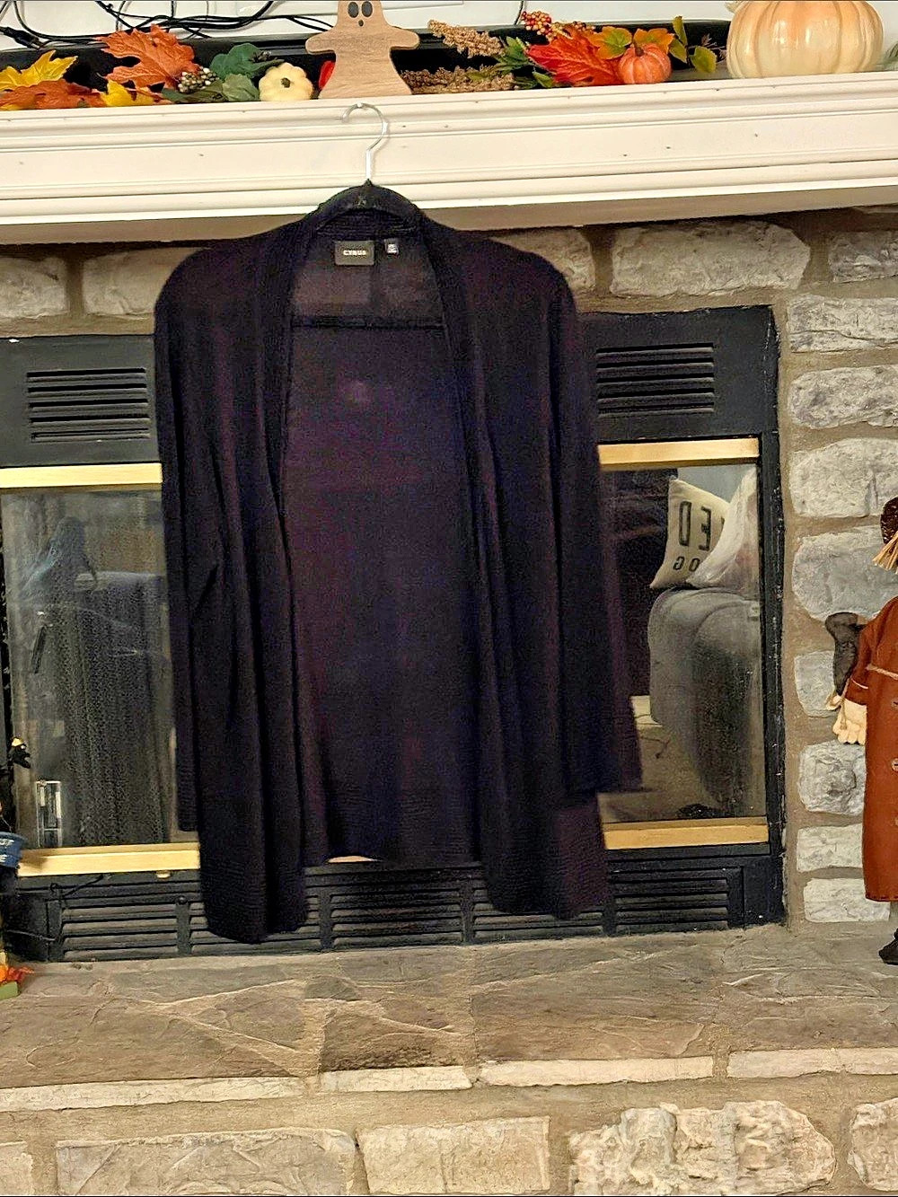 Cyrus Long Open Front Cardigan in Black Size 2X Like New